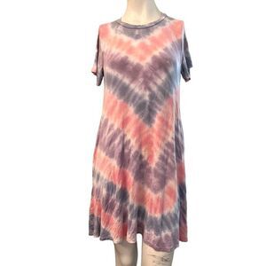 Size XS Pink Purple Tie Dye Dress Super Soft Stretch Casual Oversized Beach USA